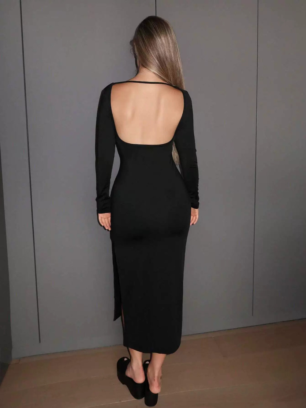 ZARA Spring Summer High Stretch Sexy Backless Slit Bodycon Party Dress